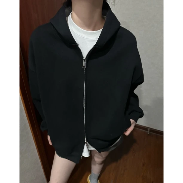 【小鱼】560g重磅拼色挺括感百搭连帽卫衣开衫男女同款