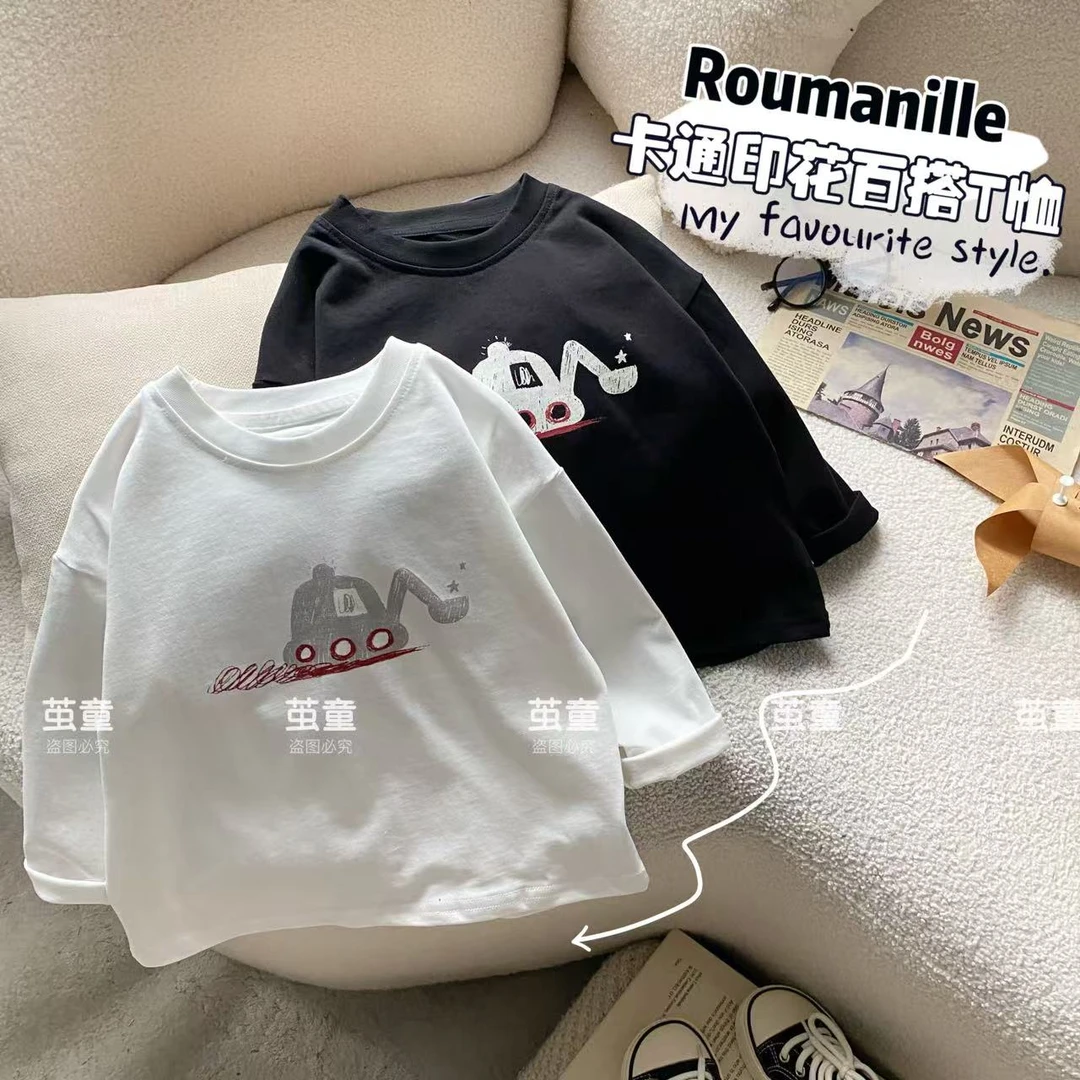 【麦麦妈】Q133春秋中小童卡通印花长袖打底衫男女宝宝新品休闲百搭