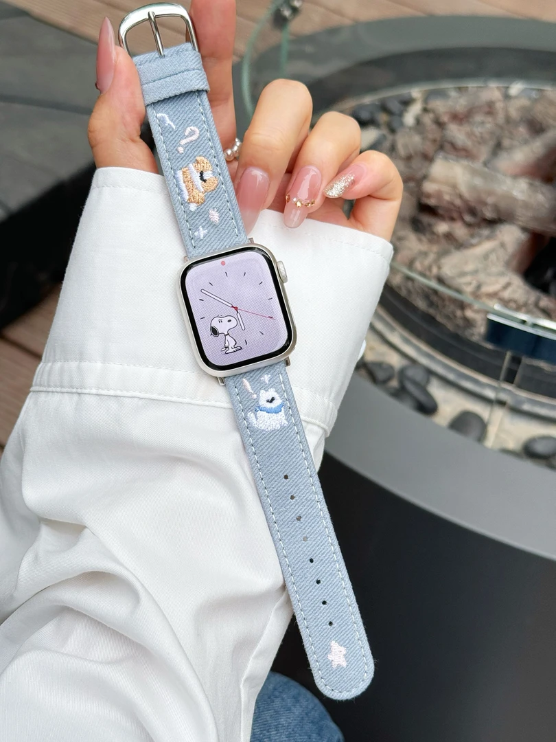 iwatch11表带复古牛仔克罗心苹果手表表带iwatch表带S10代高级感