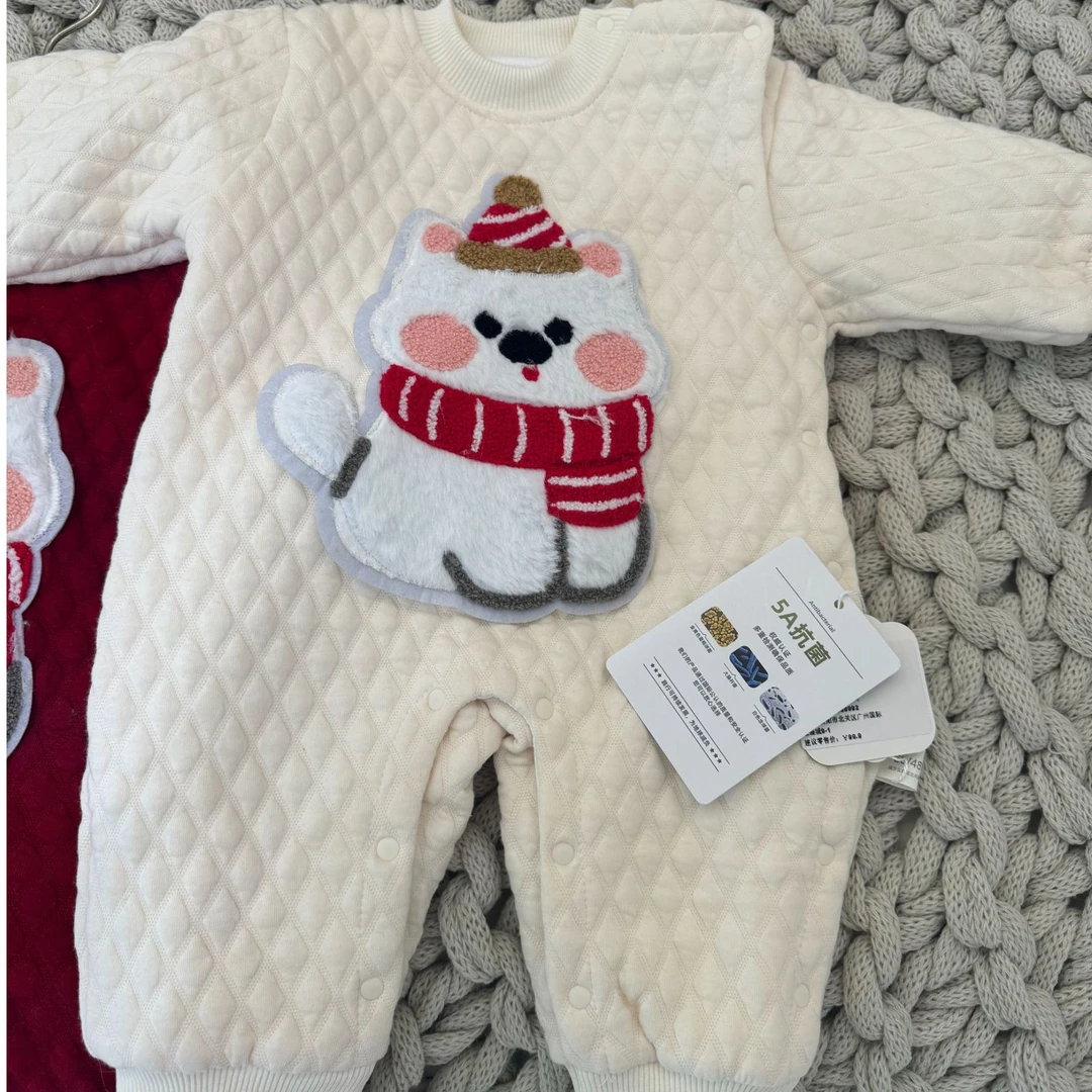 圣诞围巾狗婴幼儿连身衣