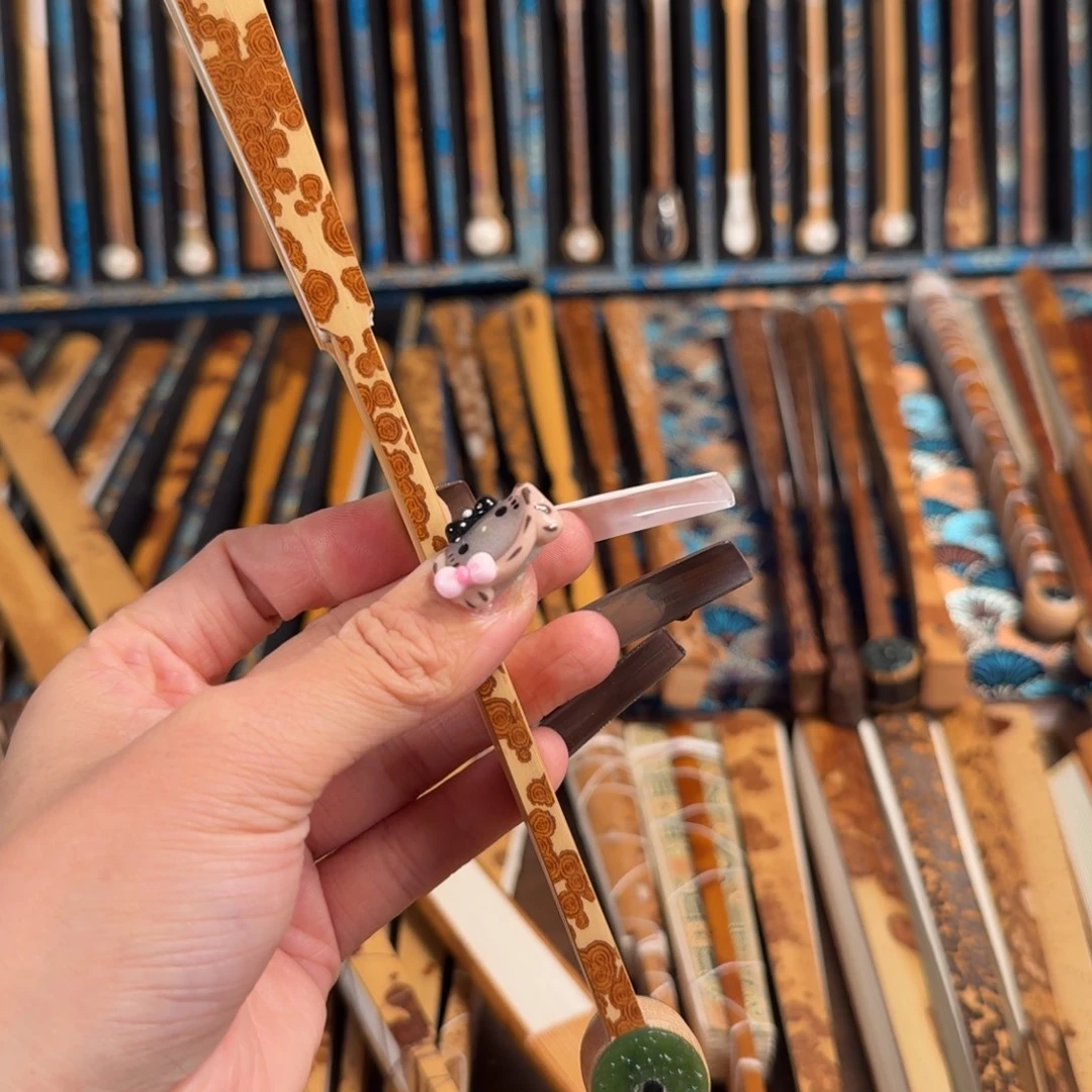 裘***方扇子兵哥扇艺斑竹折扇