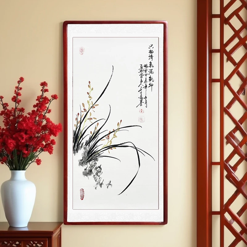 百燕堂国画兰花画心纯手工装饰画玄关走廊挂画卧室卷轴画水墨书画