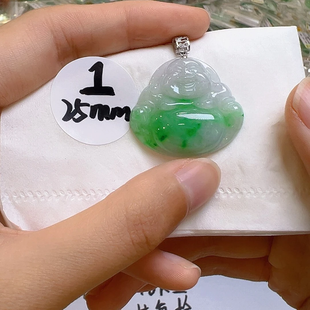 翡翠18K金镶嵌吊坠(不含链)翡翠