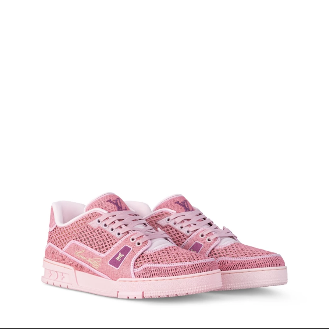 未使用 LouisVuitton/路易威登 trainer 25新款 拉菲草系列 粉色