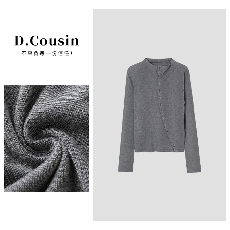 D.cousin 半高领不规则打底衫韩版显瘦纯色内搭长袖 1909