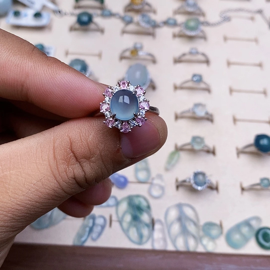 翡翠银S925镶嵌戒指