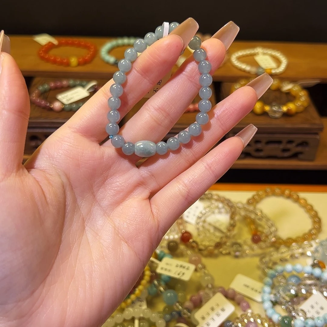 水晶手链银S925镶嵌蓝翡1404