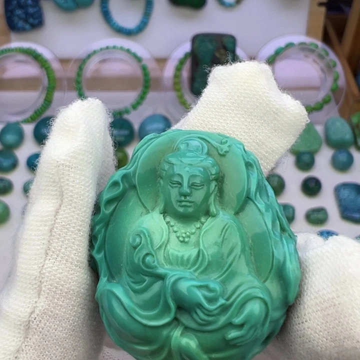 菜籽绿雕刻吊坠29.3mm兰
