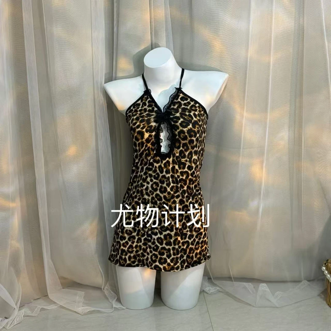 【小野豹】豹纹吊带睡裙  蕾丝花边   尤物计划