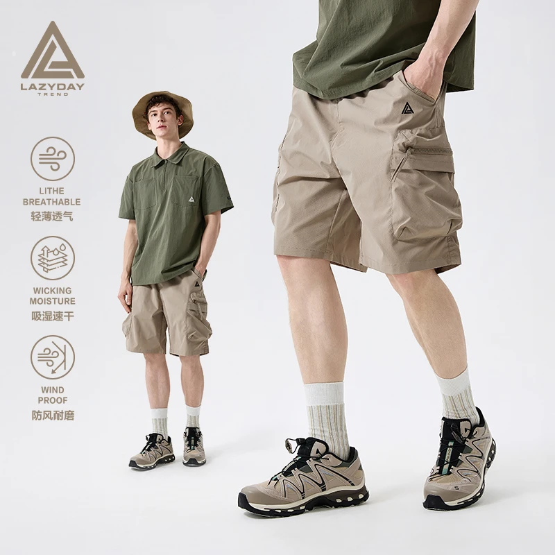LAZY DAY户外登山耐磨机能工装短裤男夏季款式速干运动徒步五分裤