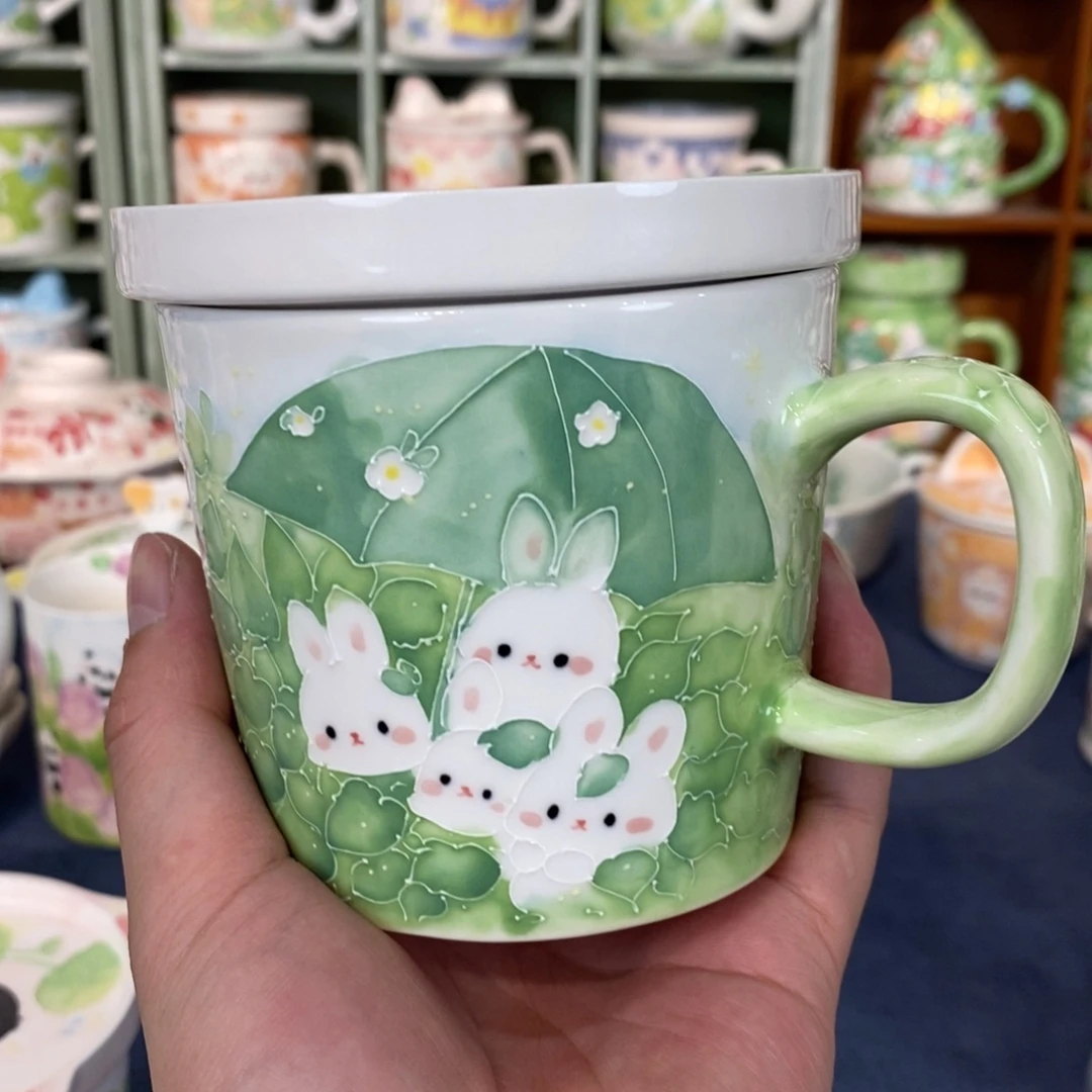 瓷片四叶草马克杯微瑕