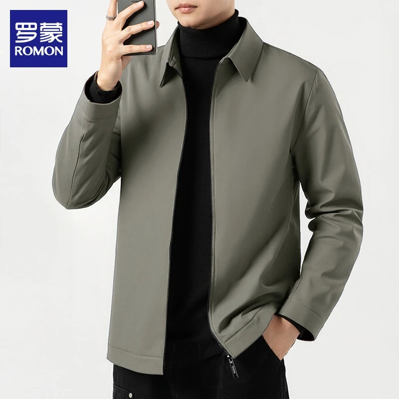 罗蒙男士春秋夹克2025新款青年轻奢商务休闲痞帅翻领行政外套男装