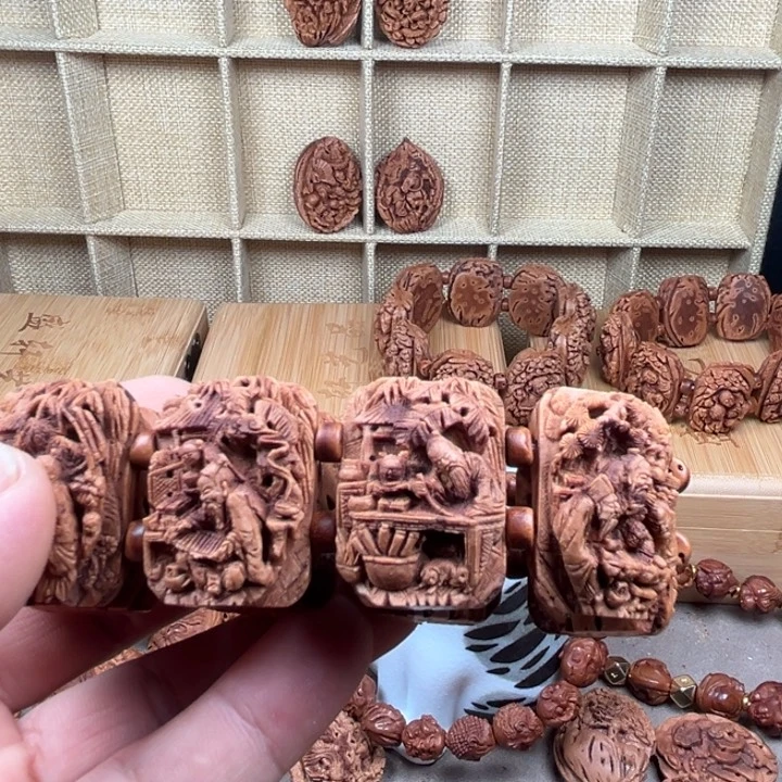 桃核手串桃核雕刻文人八雅