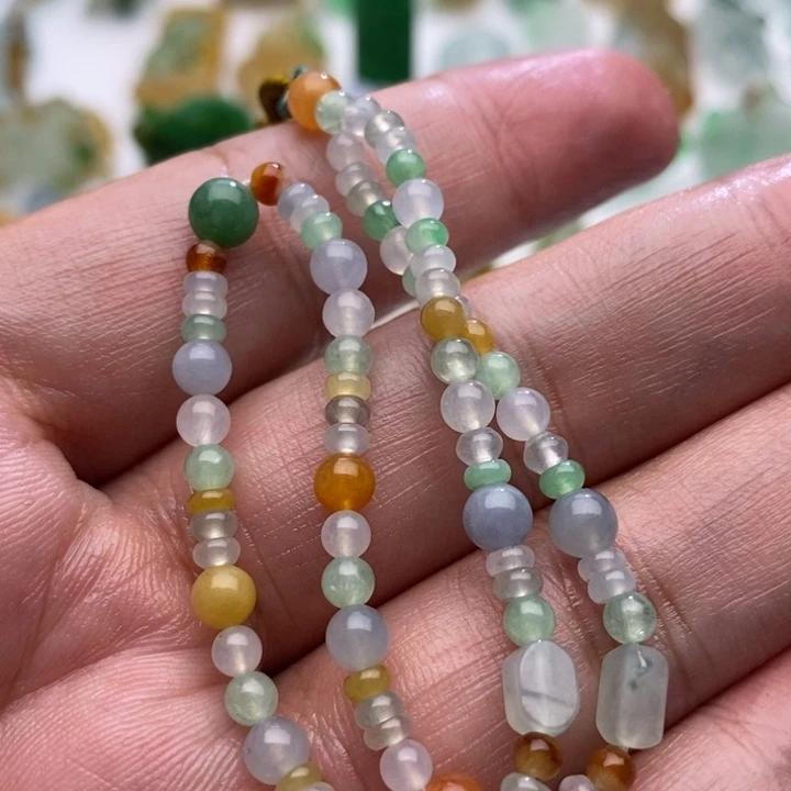 定制翡翠未镶嵌翡翠多宝珠链