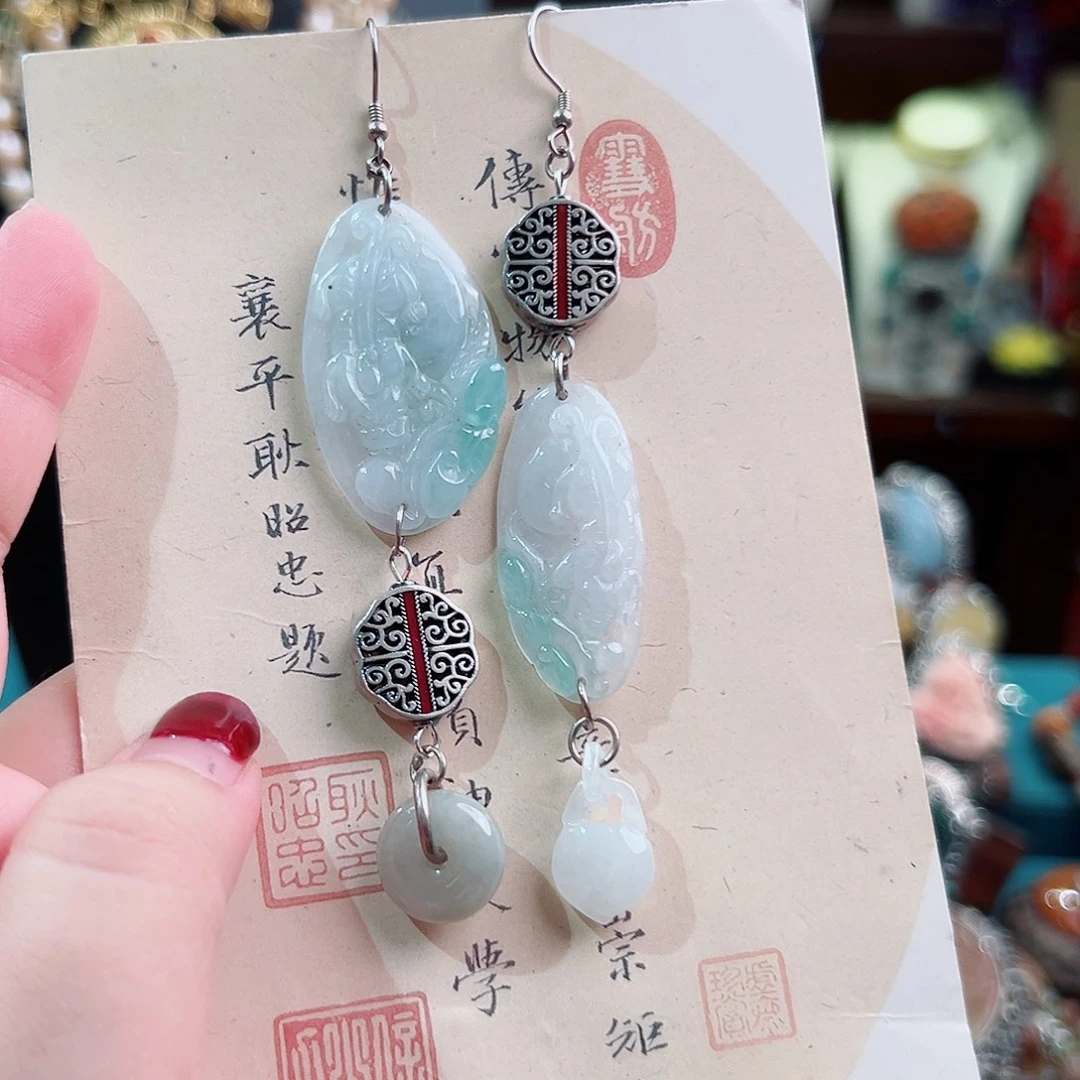 未镶嵌翡翠挂件耳环