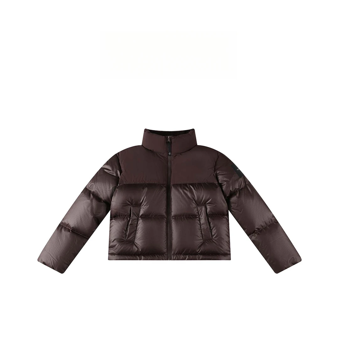 鹅绒服冬立领拼色抽绳长袖羽绒服 9676