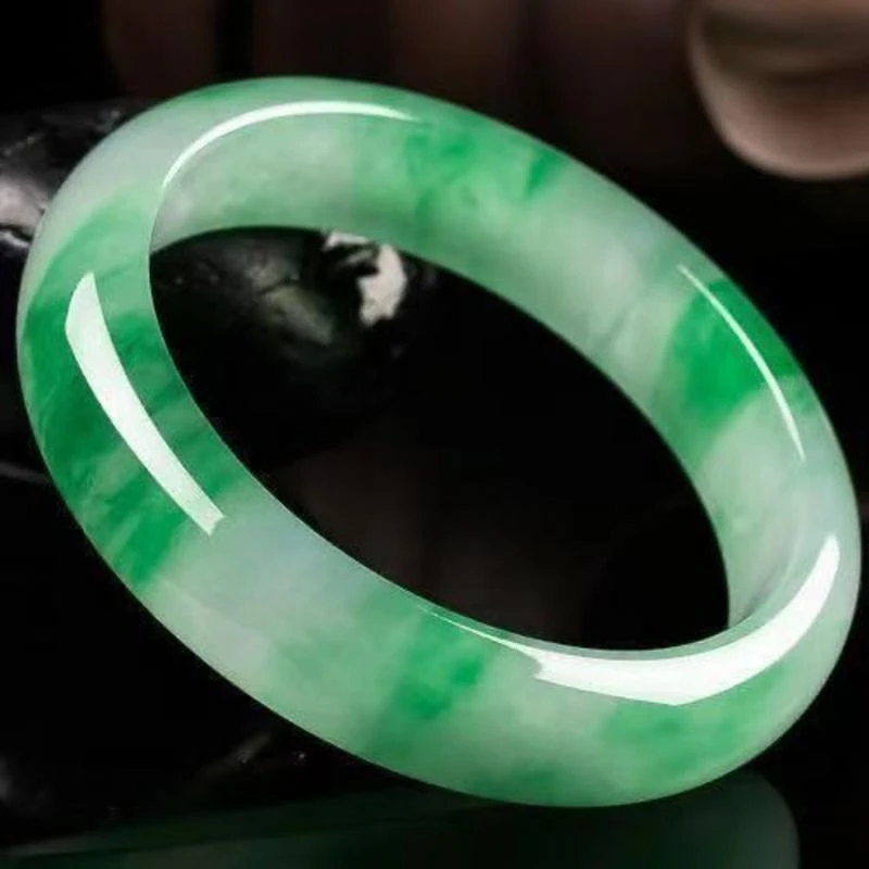 铜合金铅玻璃手镯 新中式古风高冰飘花复古手镯女款贵妃镯