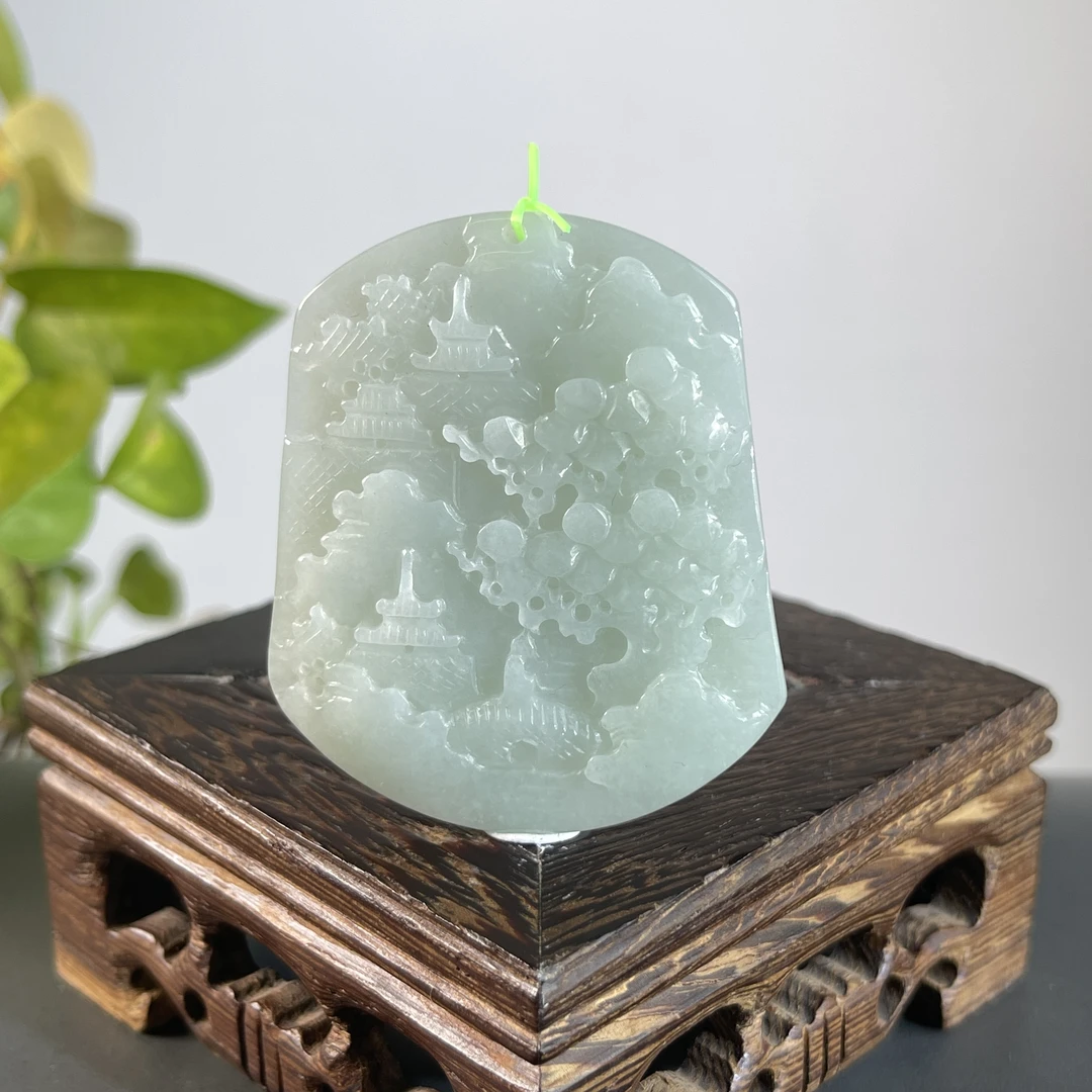 JXA12-247  天然缅甸A货翡翠  山水牌