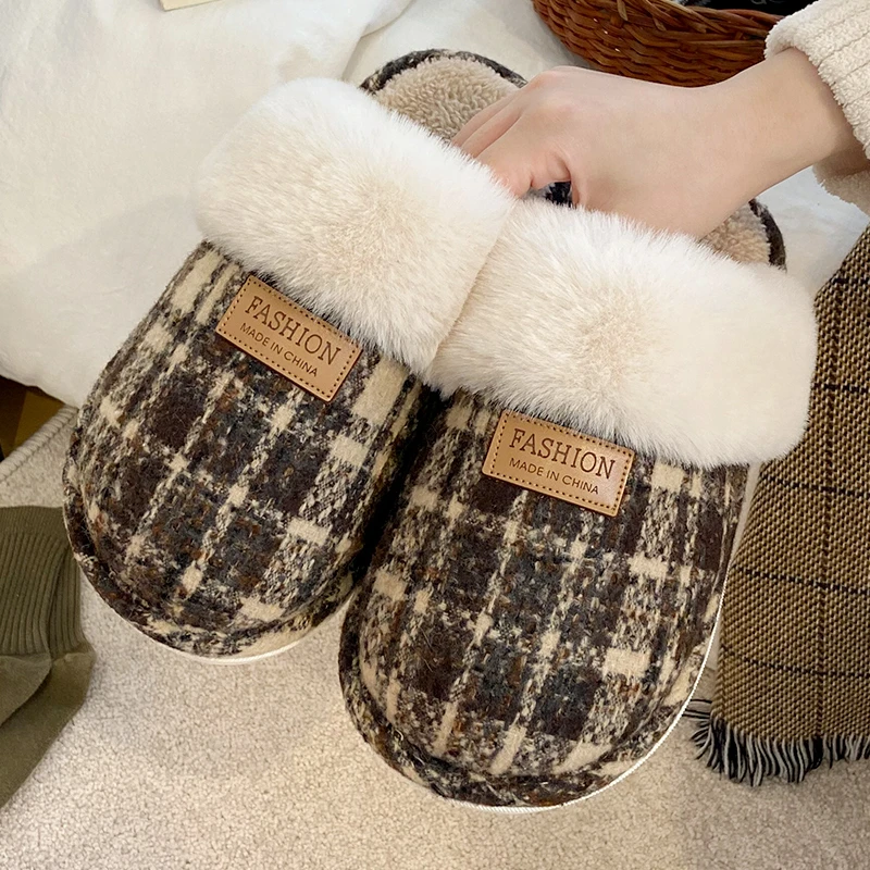 棉拖鞋冬季新款2025情侣家居棉拖鞋厚底防滑加厚毛绒保暖休闲棉拖
