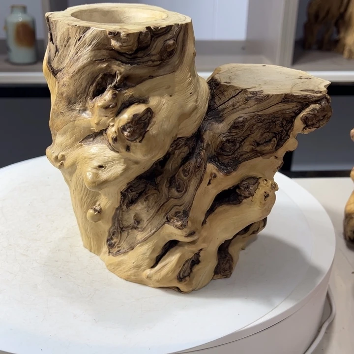 世***庄木石榴木榴疤茶桶笔筒