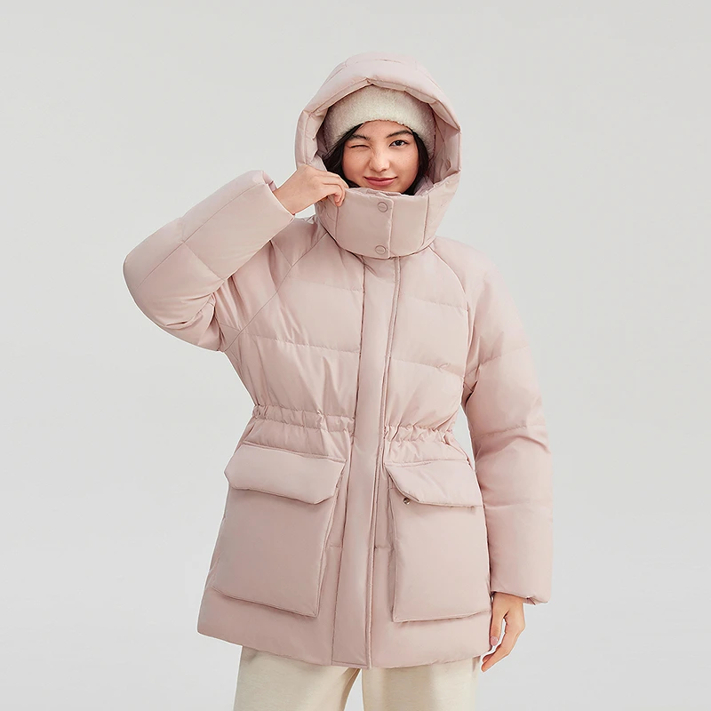 波司登2025新款羽绒服女时尚休闲连帽百搭保暖短款加厚面包服简约