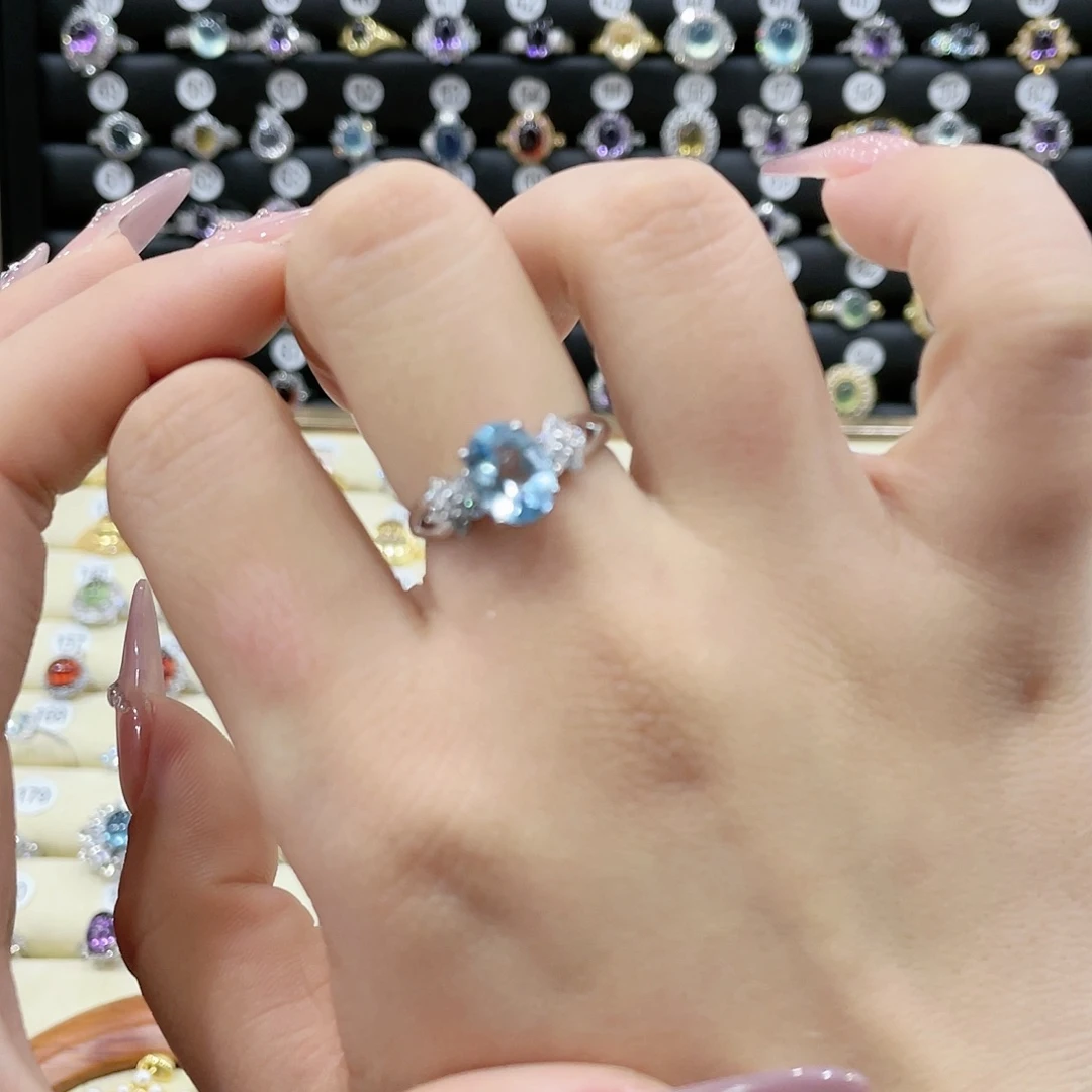 托帕石戒指银S925镶嵌