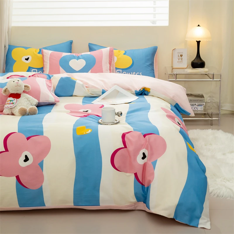 纯棉四件套100全棉2025新款床上用品清新被套床单宿舍三件套床笠4