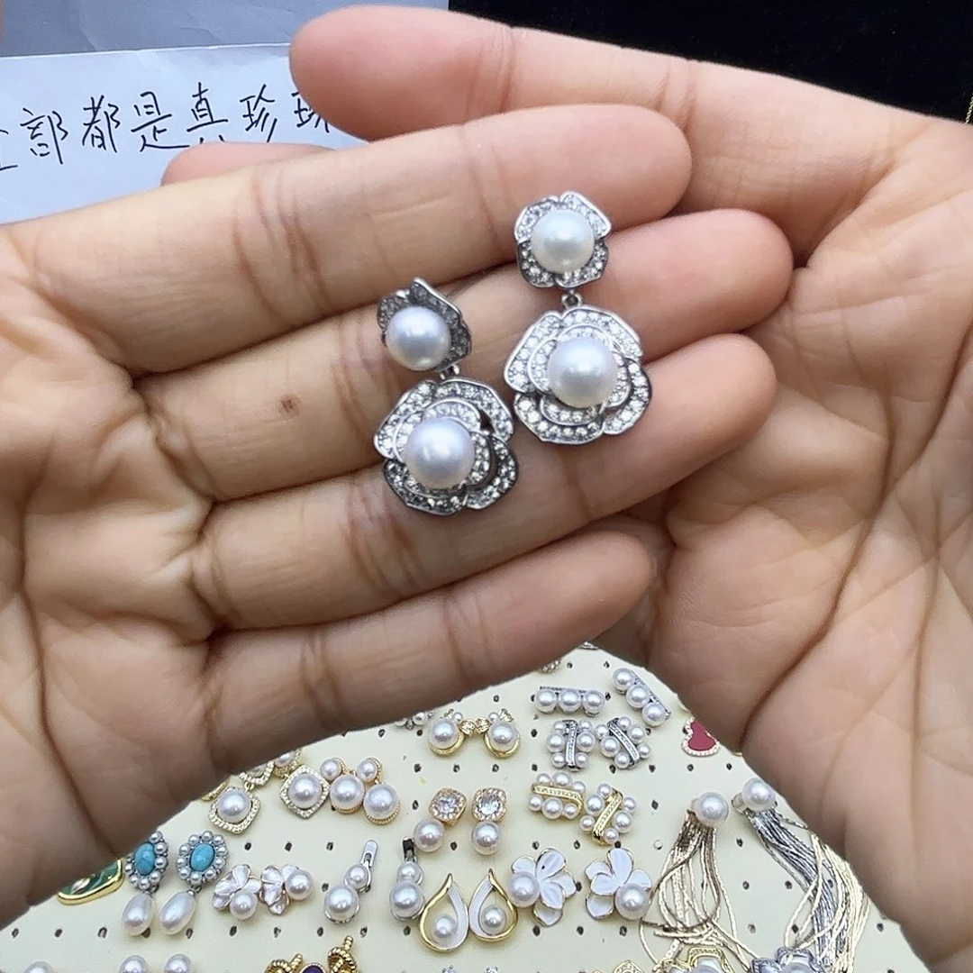 淡水珍珠耳饰合金