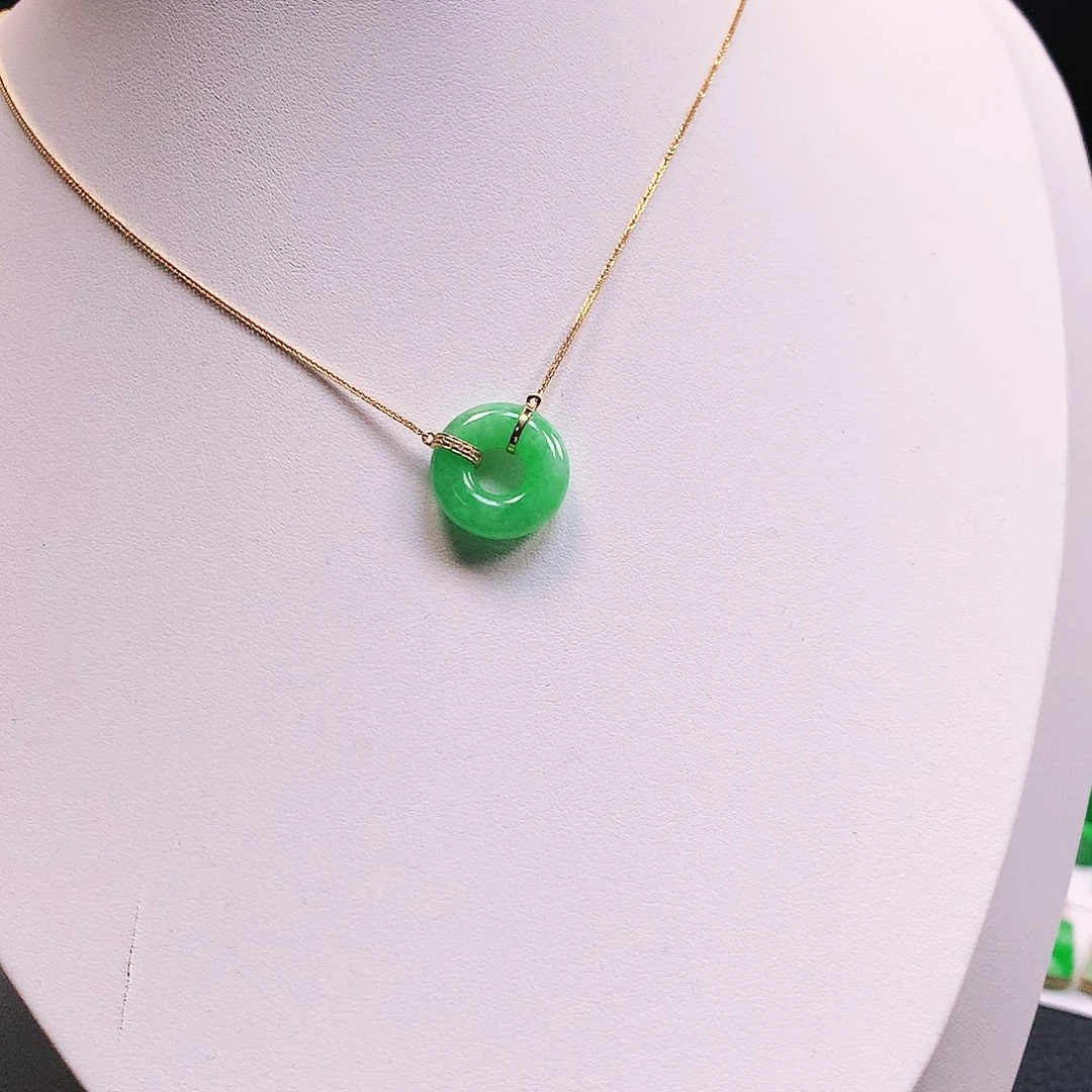 吊坠(不含链)18K金镶嵌翡翠