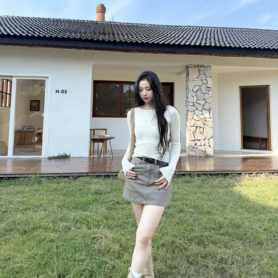 扬子120's100精纺绵羊毛显瘦气质圆领羊毛衫针织衫-MY6251