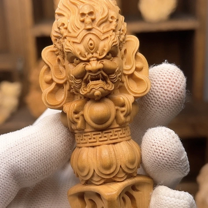 大黑天手把件十二公分黄杨木