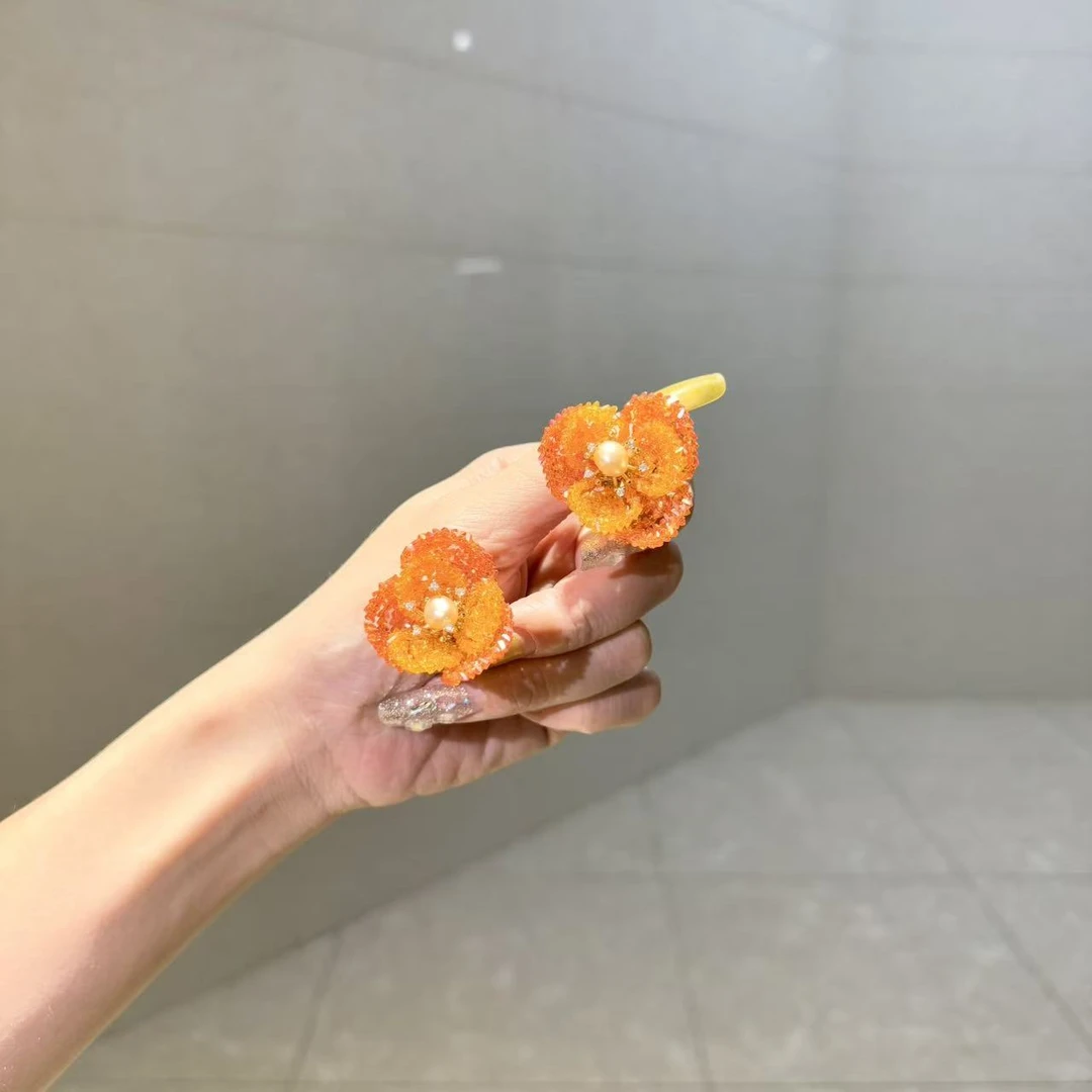 非金属合成锆石耳饰 【莫奈海之星】事事如意系列花朵耳钉小众设计