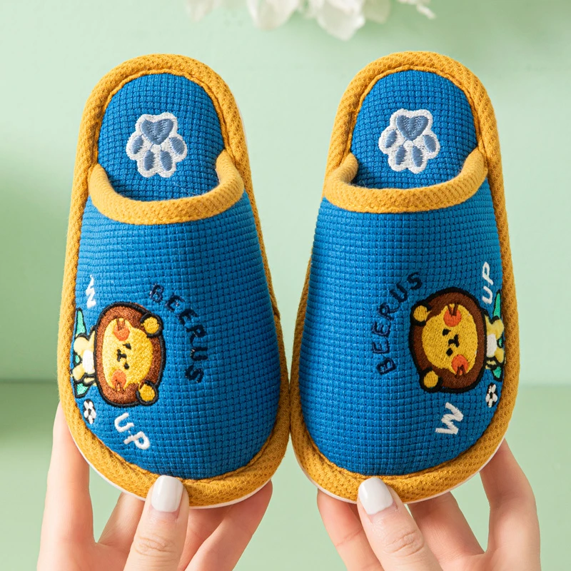 春秋季儿童拖鞋男童女童居家包头卡通防滑软底亲子小孩宝宝布拖鞋