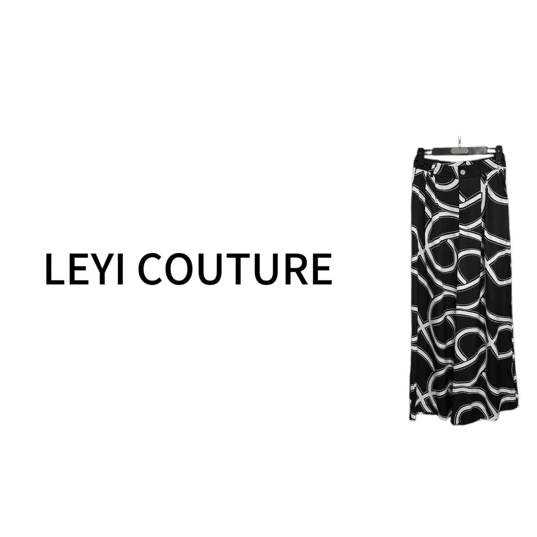 【 LEYI COUTURE】畑畑2025高端气质黑白条纹裤