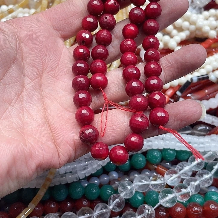 玛瑙/玉髓珠宝半成品未镶嵌一条10mm三姑娘切面