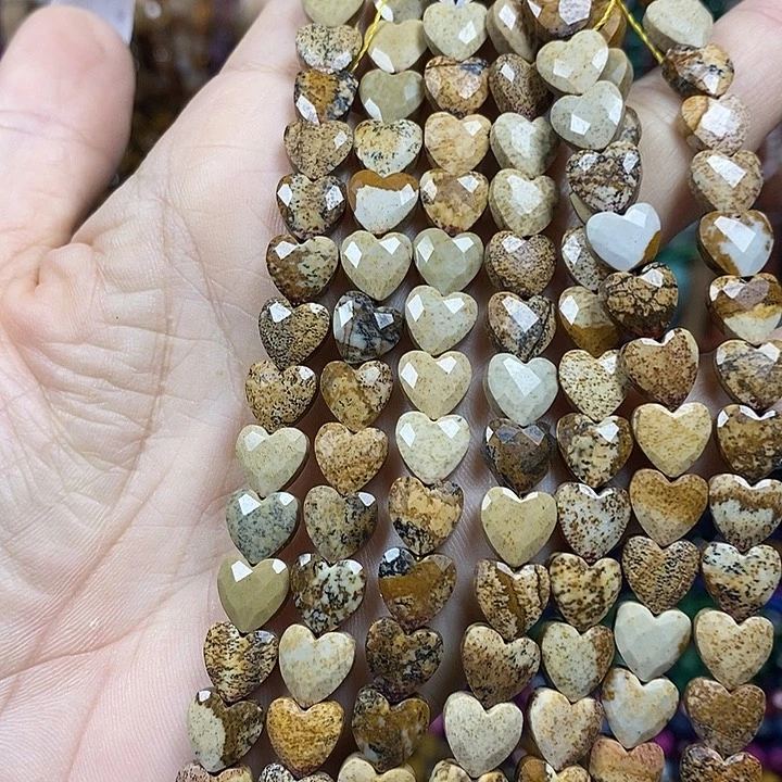 玛瑙/玉髓未镶嵌珠宝半成品天然图画石切面爱心卡8mm短款