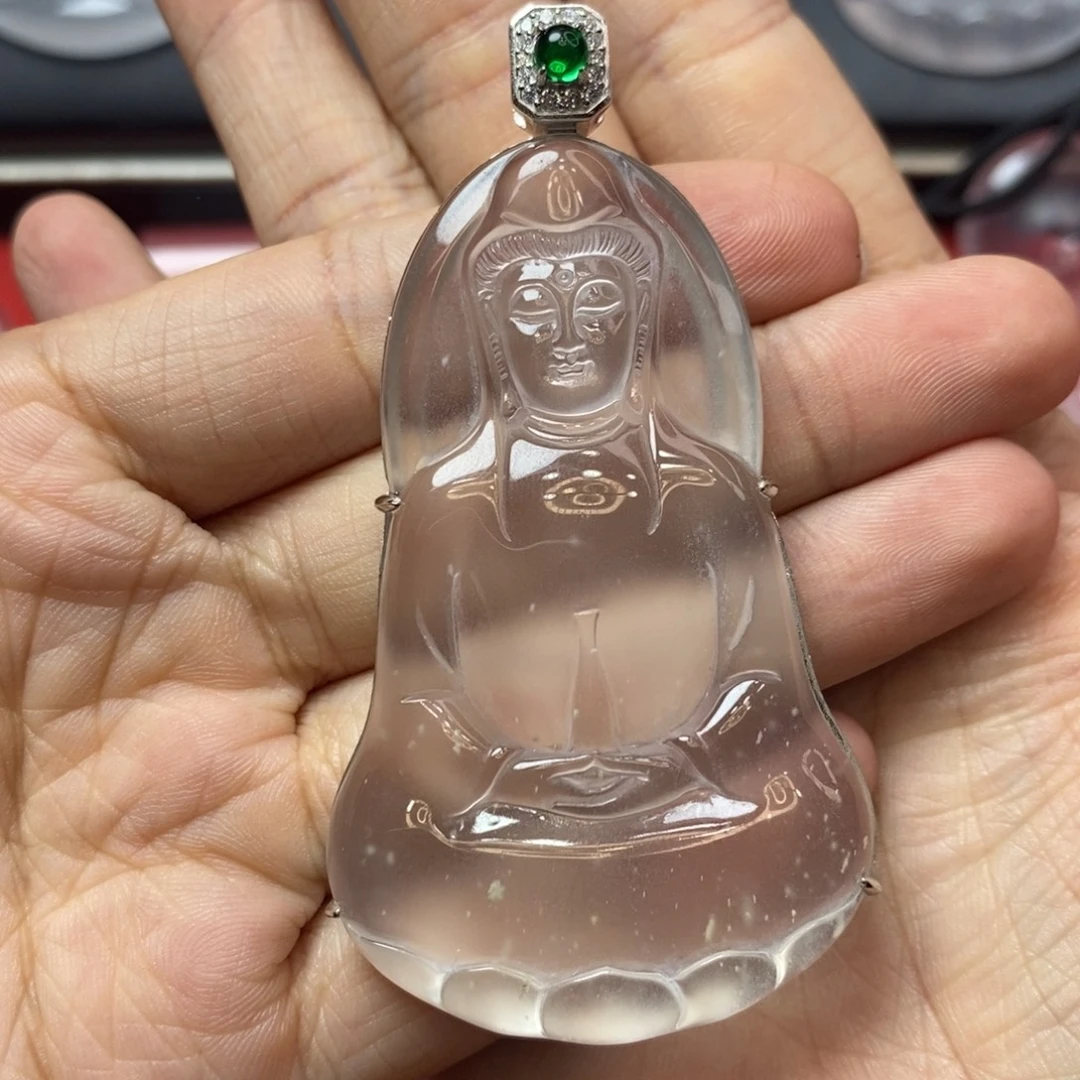 忘***去石英质玉银S925镶嵌吊坠