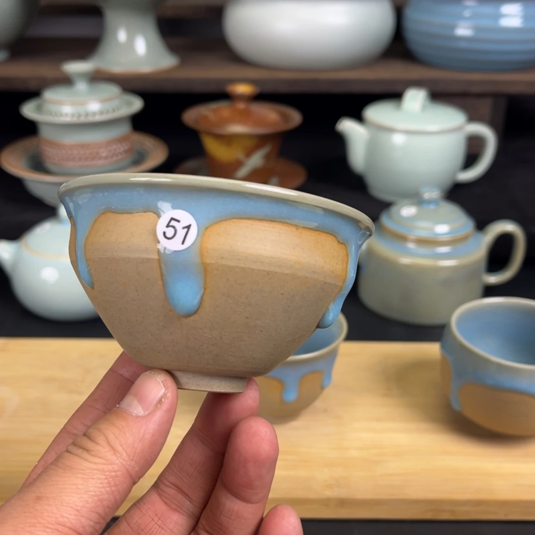 【闪购商品】滴釉束口盏汝瓷天蓝