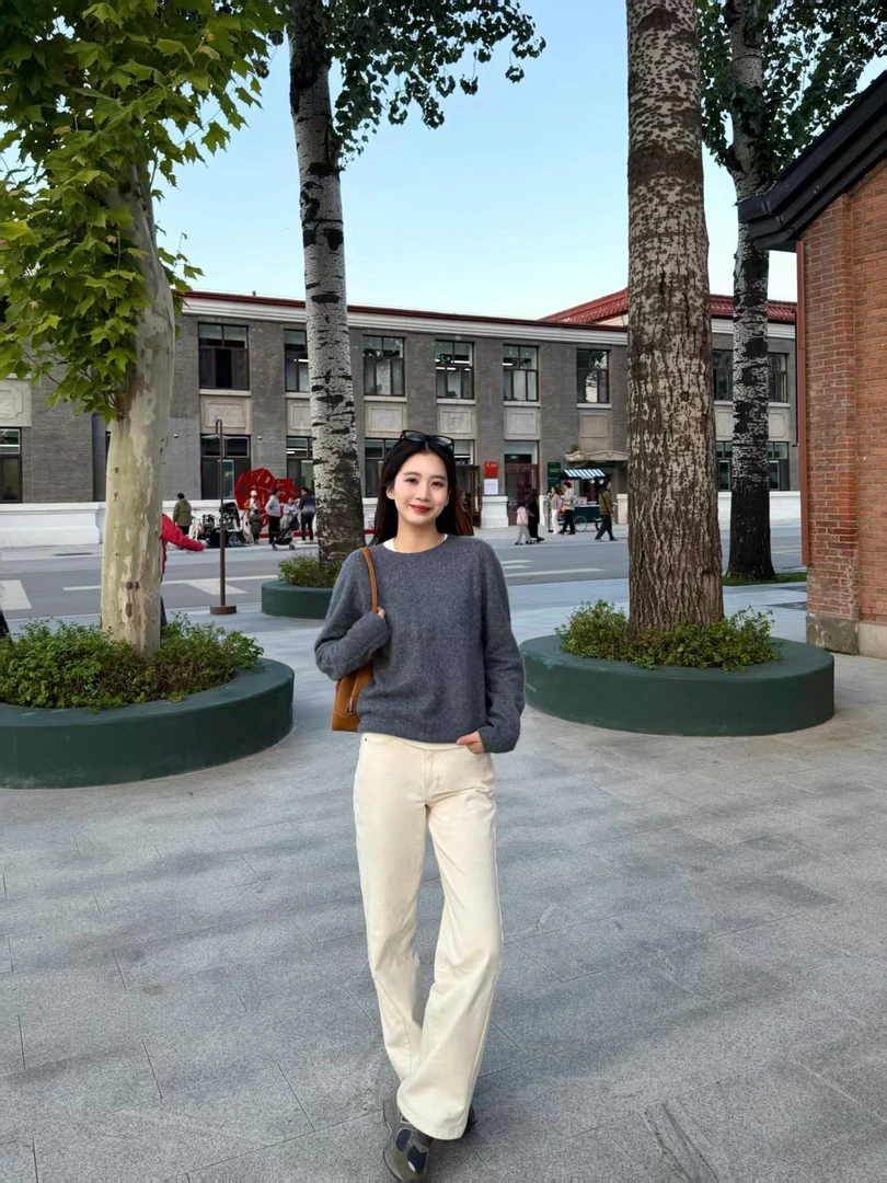 时尚两件套2025新款气质显瘦修身长袖套头上衣宽松纯色百搭长裤女