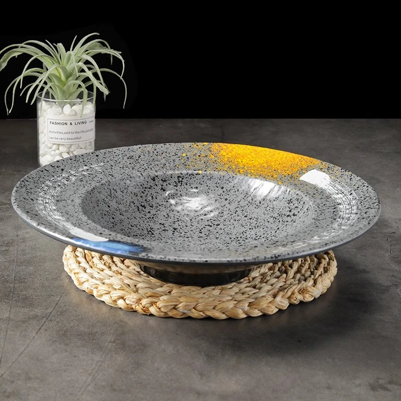 草帽盘深盘密胺餐具创意日式菜盘汤盘子西餐盘沙拉盘意面盘子商用