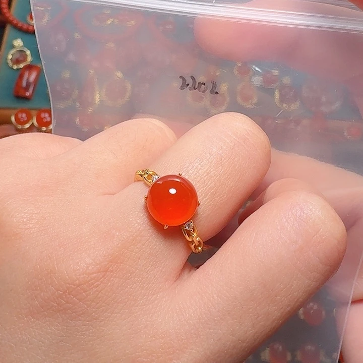 南红玛瑙银S925镶嵌吊坠