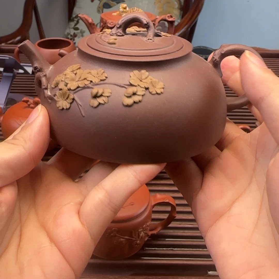 用***2茶壶紫砂全手工樱花半月200cc紫泥