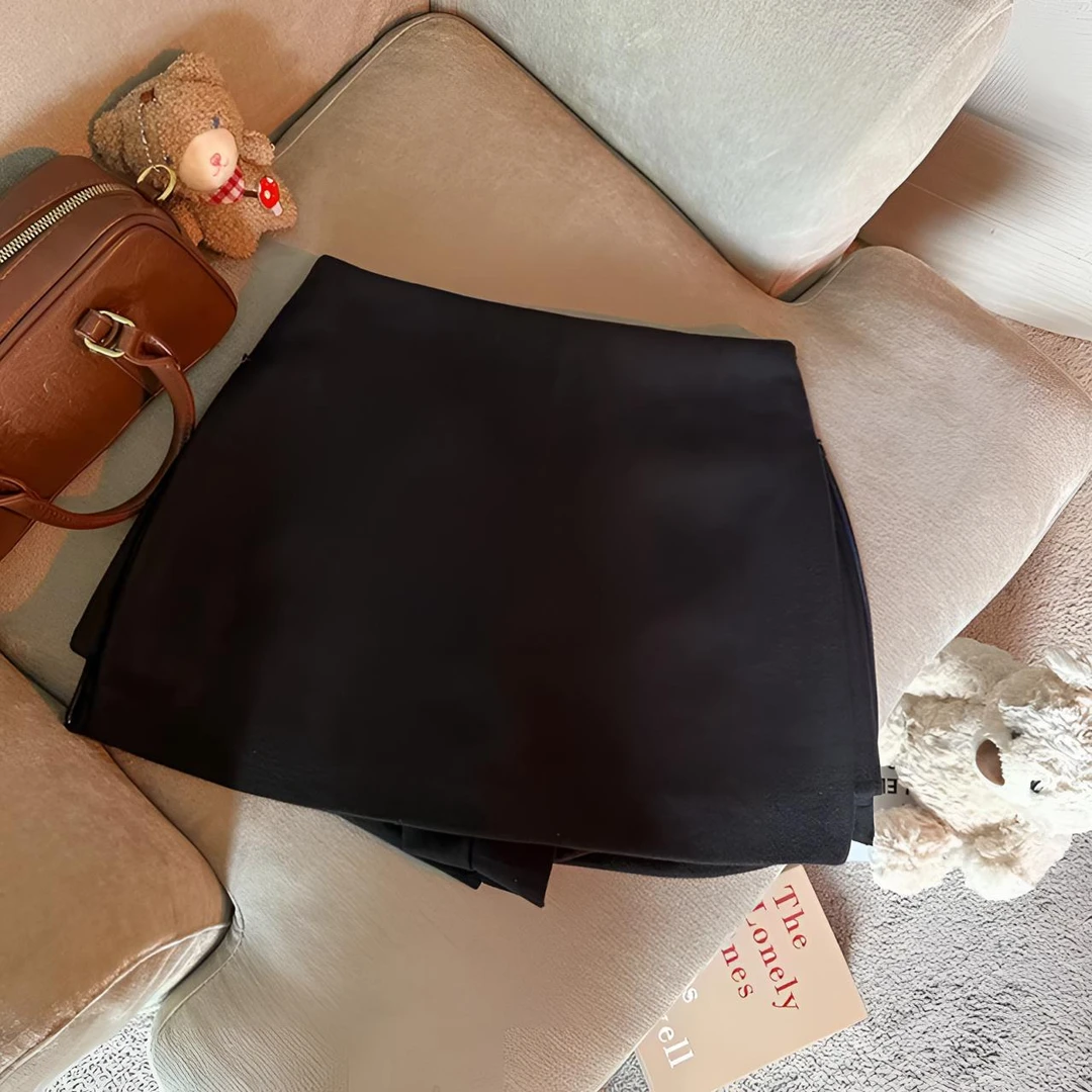 睿夕【秋冬bi备】加厚毛呢两侧拉链裙裤半身裙