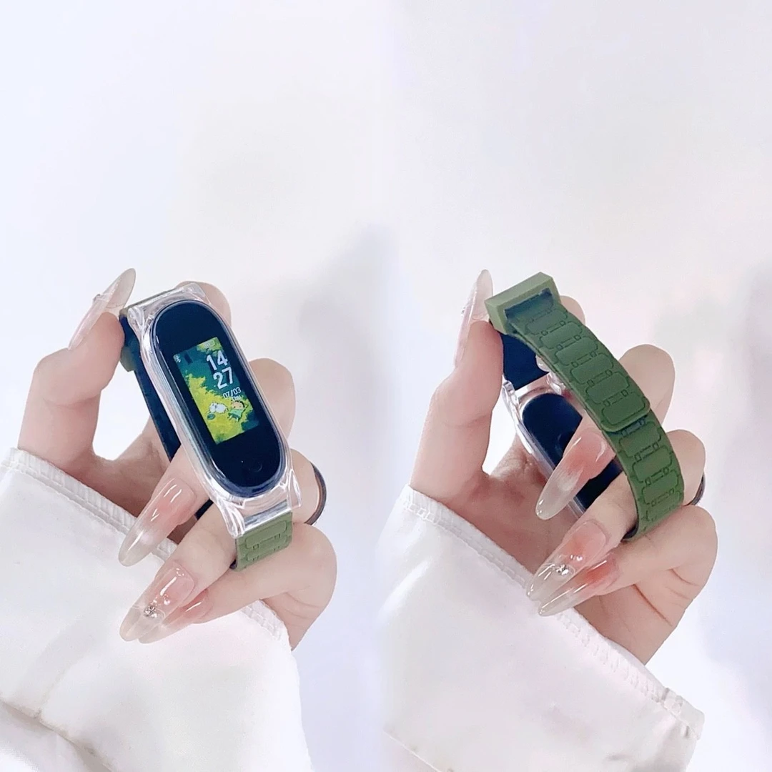 智能手环细硅胶腕带磁吸款心率血压睡眠防水ins风智能电子手环女