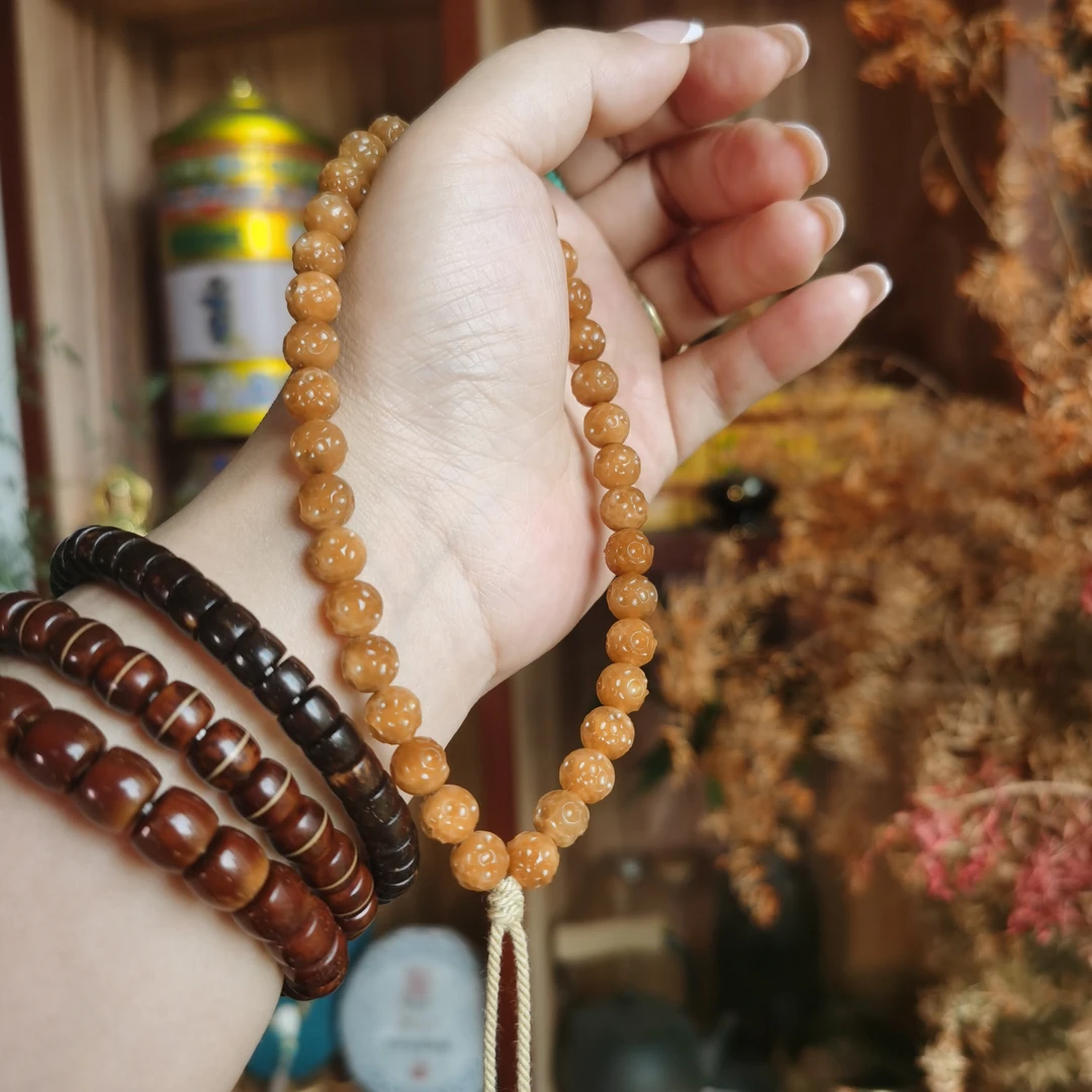 玉化料龙脊菩提子雕刻星球陨石坑手持手串念珠实卡8.4mm左右