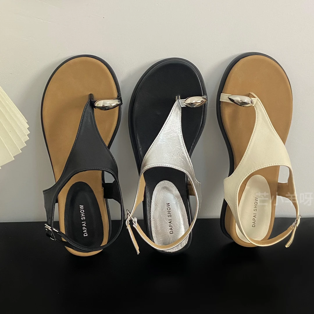 芒小羊2025夏季ins韩版套趾一字拖女外穿配裙子休闲厚底凉拖鞋