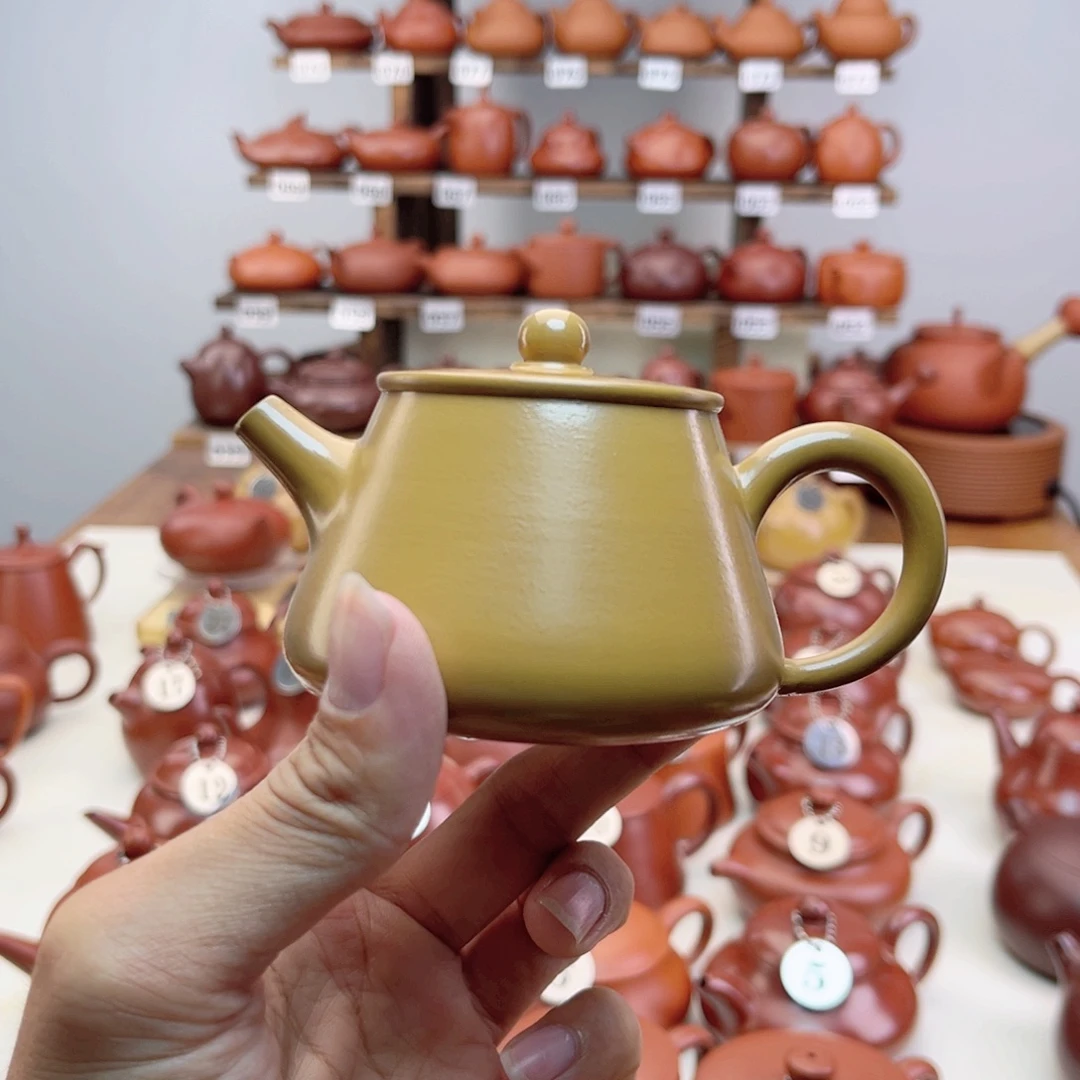 杰***徊茶壶紫砂黄，石瓢135cc
