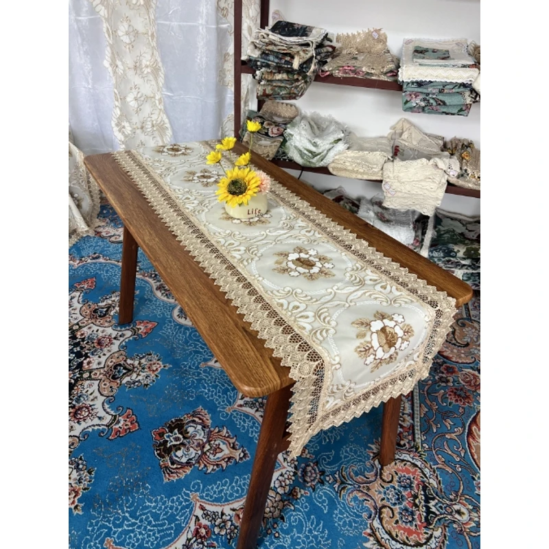 ZN023-46双层复合【40*160】 金牡丹双层复合离子水溶边毛巾绣桌布