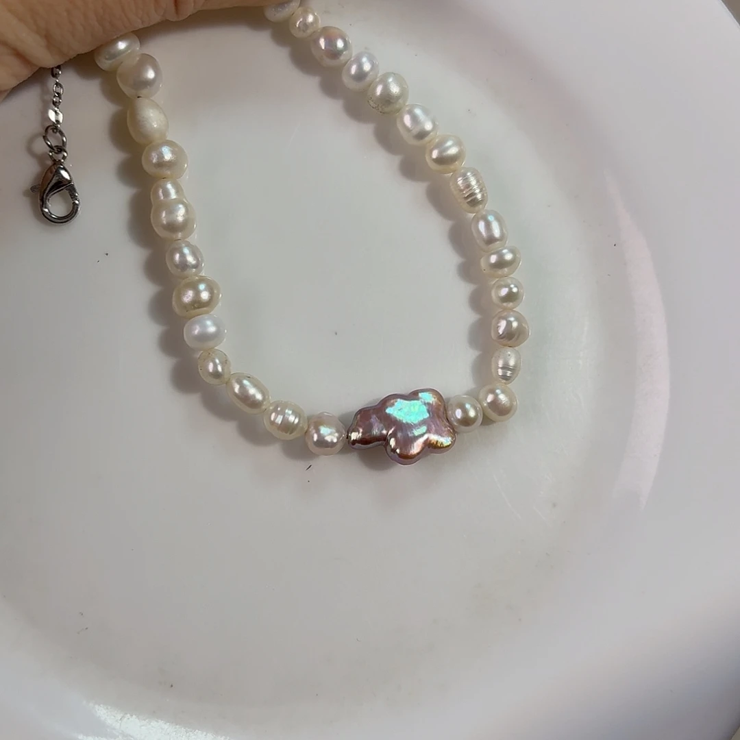 淡水珍珠颈饰银S925镶嵌