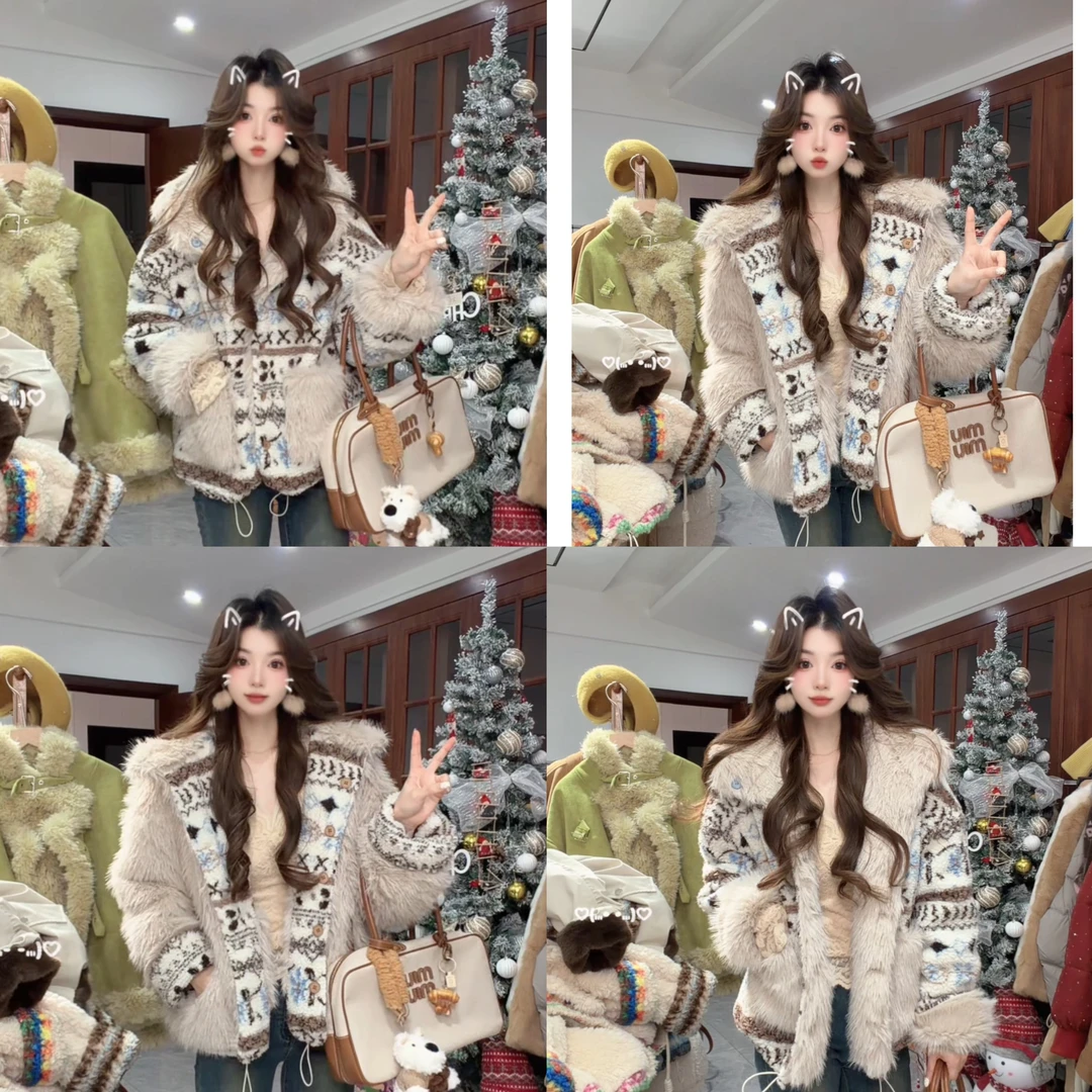 YBB「雪国精灵」正反两穿冬季氛围感毛绒加厚连帽保暖外套